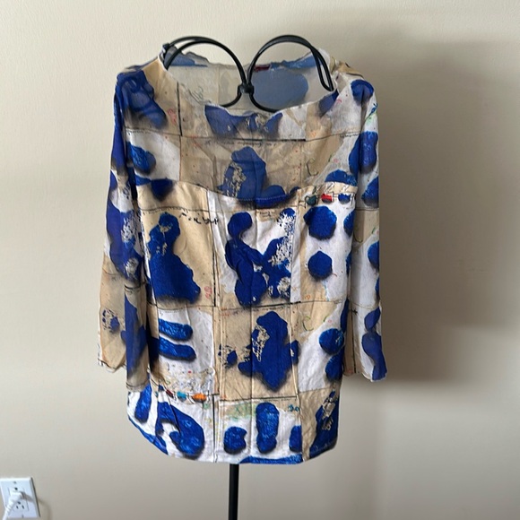 Very original top, blue and gold hue,light fabric,byAventure des Toiles - Picture 1 of 4